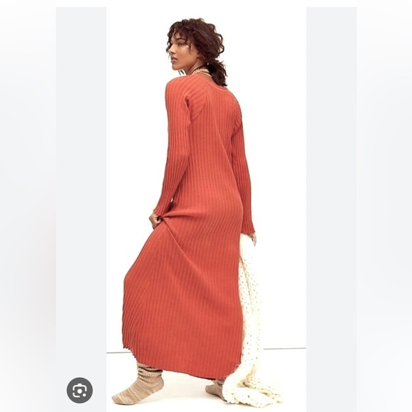 New free people beach walk about knit ribbed maxi dress in terra cotta - Picture 2 of 9